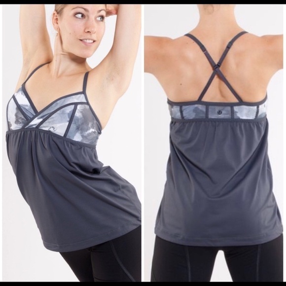 lululemon athletica Tops - Lululemon Rehearsal Black/White Coal Tinted
Tank 4